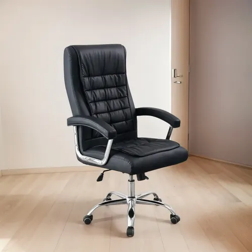 Cadeira Presidente De Couro Molas Ensacadas Escritório Diretor Ergonômica 150kg Vce-01 Veronna cor Preto